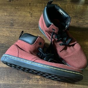 Dr. Marten Doc Marten red burgundy canvas boots shoes